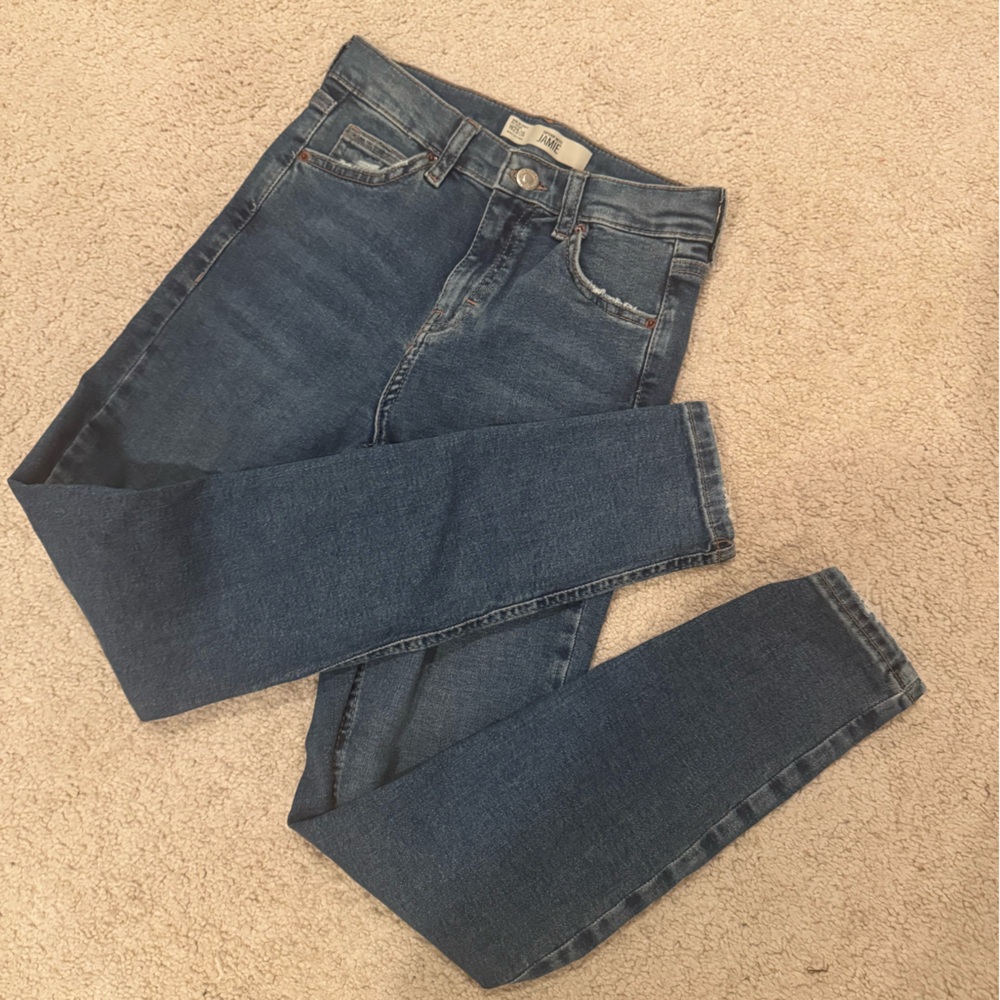 Topshop Jeans I Topshop Moto ‘Jamie’ Dark Blue Skinny Jeans - Size 25 L 30